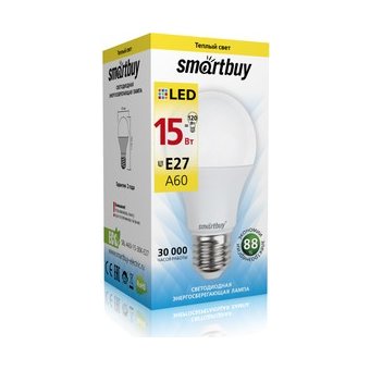  Светодиодная лампа Smartbuy A60-15W/3000/E27 