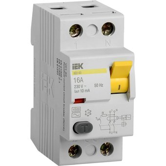  Выключатель дифф. тока IEK ВД1-63 MDV10-2-016-010 16A 10мА AC 2П 230В 2мод 