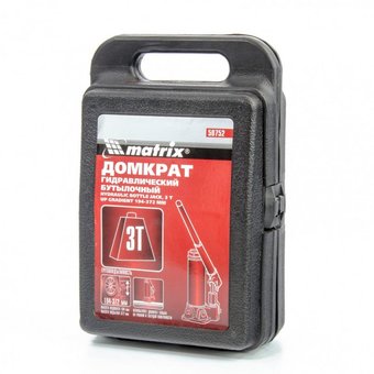 Домкрат Matrix 50752 бутылочный, 3т, H подъема 194-372 мм 