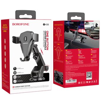  Автомобильный держатель Borofone BH38 Magic bay one button center consol, black 