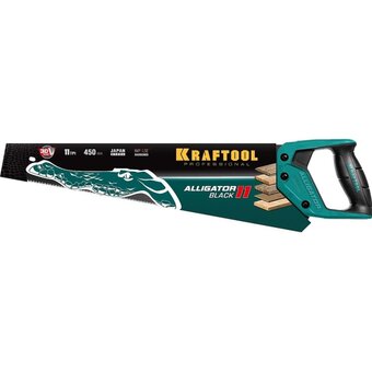  Ножовка KRAFTOOL Alligator Black 11 15205-45 для точного реза 450 мм, 11 TPI 3D зуб 