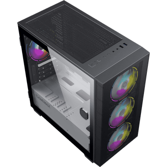 Корпус GameMax Aero Mini, mATX, black, w/o PSU, w/1xUSB3.0+1xUSB2.0, w/3x12cm ARGB front fans GMX-12-Rainbow-D), r 
