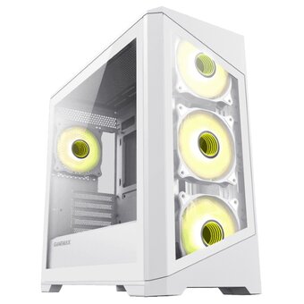  Корпус GameMax Destroyer TGW, mATX, white, w/o psu, w/1xUSB3.0+2xUSB2.0, Combo Audio, w/3x12cm ARGB front fan 