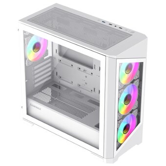  Корпус GameMax Destroyer TGW, mATX, white, w/o psu, w/1xUSB3.0+2xUSB2.0, Combo Audio, w/3x12cm ARGB front fan 