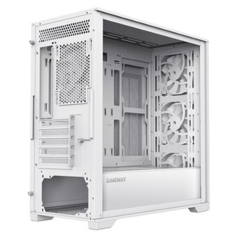  Корпус GameMax Destroyer TGW, mATX, white, w/o psu, w/1xUSB3.0+2xUSB2.0, Combo Audio, w/3x12cm ARGB front fan 