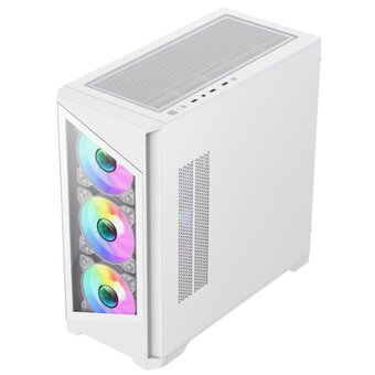  Корпус GameMax Destroyer TGW, mATX, white, w/o psu, w/1xUSB3.0+2xUSB2.0, Combo Audio, w/3x12cm ARGB front fan 