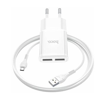  УЦ СЗУ HOCO C88A Star round, 2USB, 2.4A + Micro (белый) (плохая упаковка) 