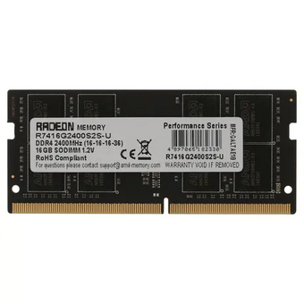  ОЗУ AMD Radeon R7 Performance Series Black R7416G2400S2S-U 16GB DDR4 2400 SO DIMM Non-ECC, CL16, 1.2V 