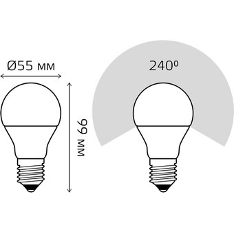  Лампа Gauss (102502307) светодиодная 7Вт цок. E27 груша 220B 6500K св.свеч.бел.хол. (упак. 10шт) 