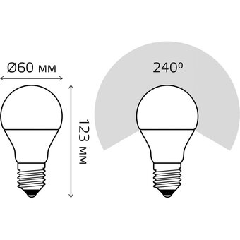  Лампа Gauss (102502216) светодиодная A60 16Вт цок. E27 груша 220B 4100K св.свеч.бел.нейт. (упак. 10шт) 