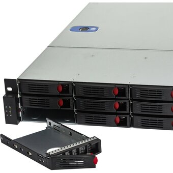  Корпус ExeGate Pro 2U550-HS12 EX293179RUS RM 19", высота 2U, глубина 550, БП 1U-1000ADS, 12xHotSwap, USB 