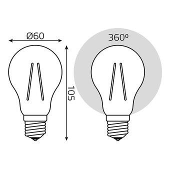  Лампа Gauss Filament (102902120) светодиодная 20Вт цок. E27 груша 220B 2700K св.свеч.бел.теп. (упак. 1шт) 