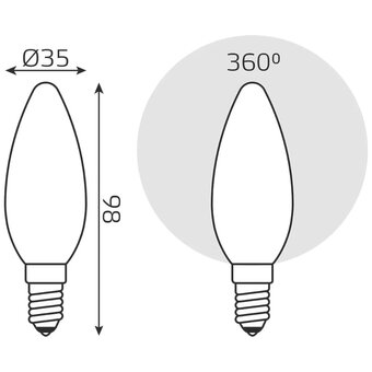  Лампа Gauss Filament (103201109-D) светодиодная 9Вт цок. E14 свеча 220B 3000K св.свеч.бел.теп. (упак. 10шт) 