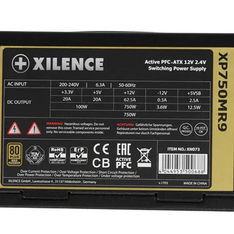  Блок питания XILENCE Performance X, XP750MR9 (XN073), 750W, A.PFC, 80+ Gold, modular 