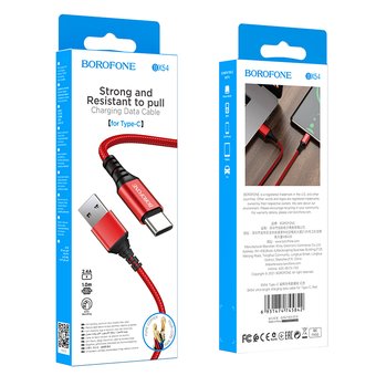  Дата-кабель BOROFONE BX54 Ultra bright Type-C 1м (красный) 