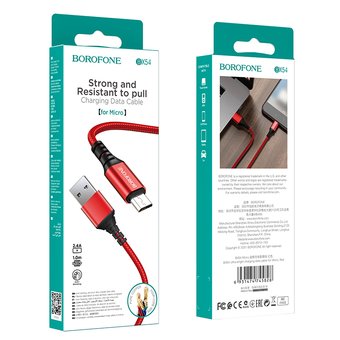  Дата-кабель BOROFONE BX54 Ultra bright micro 1м (красный) 