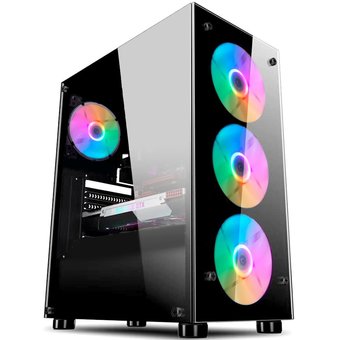  Корпус 1stPlayer Fire Dancing V3-A / ATX, tempered glass / 4x120mm LED fans inc. / V3-A-4G6 