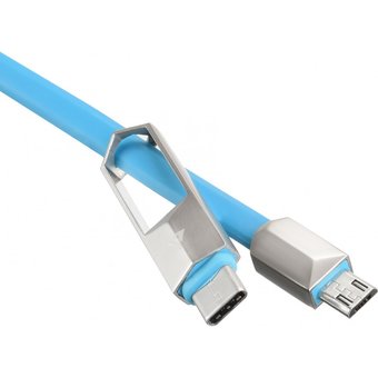  Дата-кабель ACD-DUAL 2в1 ACD-U924-CML Type-C+Micro 1м синий 