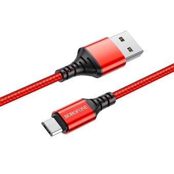  Дата-кабель BOROFONE BX54 Ultra bright micro 1м (красный) 