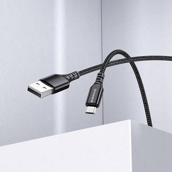  Дата-кабель BOROFONE BX54 Ultra bright micro 1м (чёрный) 