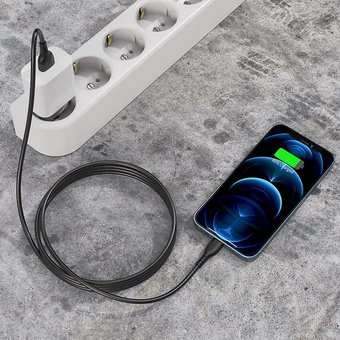  Дата-кабель BOROFONE BX51 Triumph lightning 1м (чёрный) 