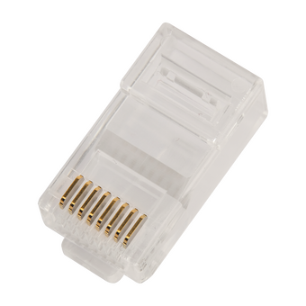  Коннектор LANMASTER (LAN-EZ45-8P8C/U5E-100) RJ45 тип EZ, 8P8C, UTP, Cat.5e, универсальный, покрытие 50 микрон,100 шт. 
