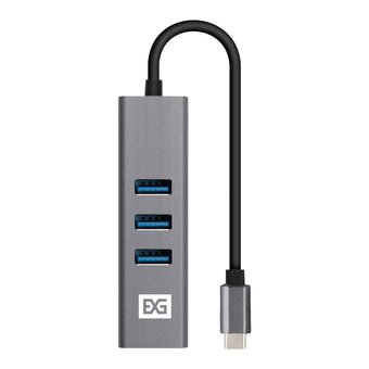  USB-Хаб (концентратор) ExeGate DUB-4TC EX293987RUS (кабель-адаптер USB Type C - 4xUSB3.0, Plug Play, серебристый) 