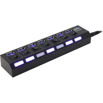  USB-концентратор 5bites HB37-303PBK 7*USB3.0 / БП 5В-2А / 1.2M / Black 