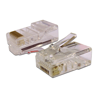  Коннектор LANMASTER (TWT-PL45-8P8C-V) RJ45 UTP 8P8C, универсальный, со вставкой, cat.5e, 100 шт. 