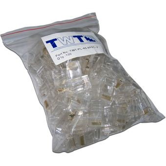  Коннектор LANMASTER (TWT-PL45-8P8C-V) RJ45 UTP 8P8C, универсальный, со вставкой, cat.5e, 100 шт. 