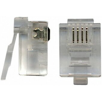 Коннектор LANMASTER (TWT-PL11-4P4C/100) телефонный RJ11, 4P4C, 100 шт. 