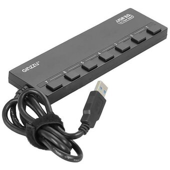  USB-Хаб (концентратор) Ginzzu GR-388UAB USB 3.0/2.0 7 port + adapter 