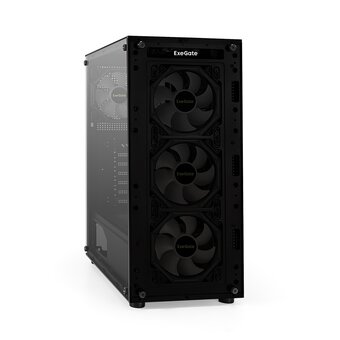  Корпус ExeGate i3 Base EX294967RUS Miditower (ATX, без БП, с окном, 1*USB+1*USB3.0, аудио, 4 вент. 12см с RGB подсветкой) 