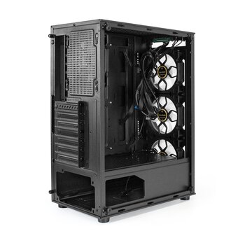  Корпус ExeGate i3 Base EX294967RUS Miditower (ATX, без БП, с окном, 1*USB+1*USB3.0, аудио, 4 вент. 12см с RGB подсветкой) 