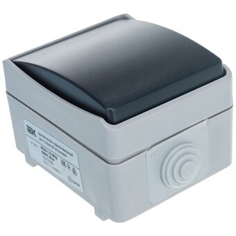  Выключатель IEK Форс (EVS10-K03-10-54-DC) откр. 1кл. IP54 серый/черный (упак. 1шт) 