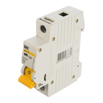  Выключатель IEK ВА47-29 (MVA20-1-063-C) автоматический 63A тип C 4.5kA 1П 230/400В 1мод белый (упак. 1шт) 