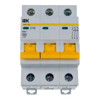  Выключатель IEK ВА47-29 (MVA20-3-016-C) автоматический 16A тип C 4.5kA 3П 400В 3мод белый (упак. 1шт) 