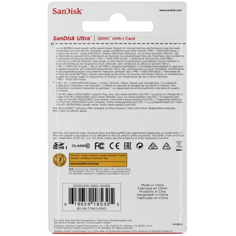  Карта памяти SanDisk Ultra SDSDUNS-016G-GN3IN 16GB SDHC Class 10 UHS-I 80MB/s 