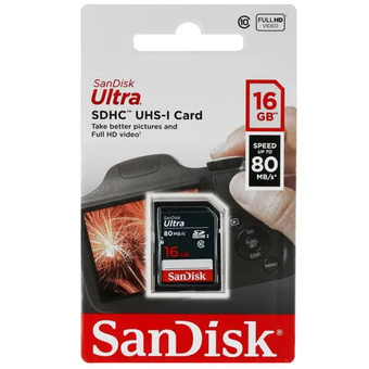  Карта памяти SanDisk Ultra SDSDUNS-016G-GN3IN 16GB SDHC Class 10 UHS-I 80MB/s 