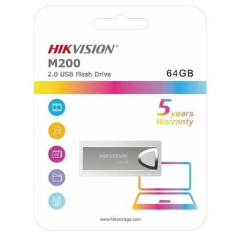  USB-флешка HIKVision (HS-USB-M200(STD)/64G/EN) 64Gb USB2.0, плоский металлический корпус 