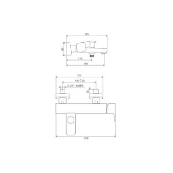  Смеситель для ванны Ravak TD F 022.00/150 X070131 