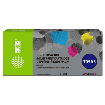  Картридж Cactus T05A3 (CS-EPT05A300) струйный пурпурный (215мл) для Epson WorkForce Pro WF-C878/C879 