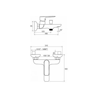  Смеситель для ванны Ravak PU 022.00/150 X070115 