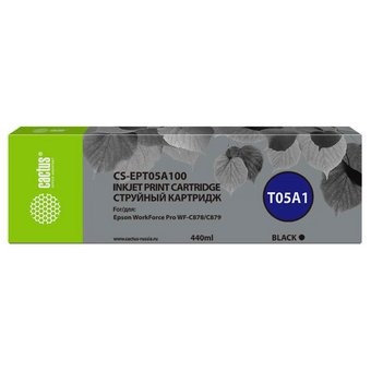  Картридж Cactus T05A1 (CS-EPT05A100) струйный черный (440мл) для Epson WorkForce Pro WF-C878/C879 