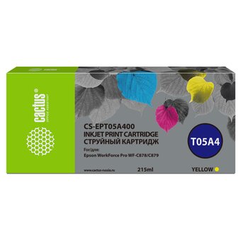  Картридж Cactus T05A4 (CS-EPT05A400) струйный желтый (215мл) для Epson WorkForce Pro WF-C878/C879 