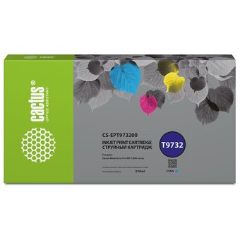  Картридж Cactus T9732 (CS-EPT973200) струйный голубой (330мл) для Epson WorkForce WF-C869RD3TWFC/WF-C869RDTWF 