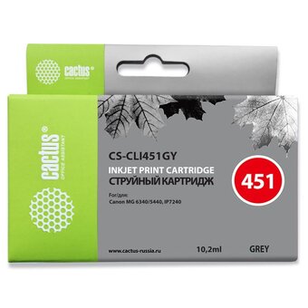  Картридж Cactus (CS-CLI451GY) серый струйный (10.2мл) для Canon MG6340/5440/IP7240 