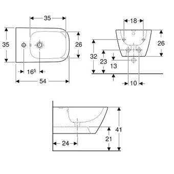  Биде подвесное Geberit Smyle Square 500.209.01.1 