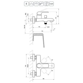  Смеситель для ванны Ravak FL 022.20/150 X070175 черный 