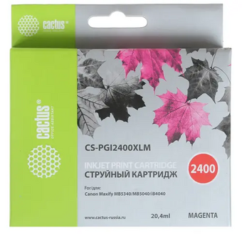  Картридж Cactus PGI-2400XLM (CS-PGI2400XLM) струйный пурпурный (20.4мл) для Canon MAXIFY iB4040/ МВ5040/ МВ5340 